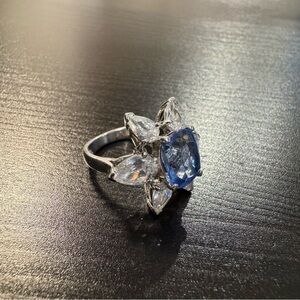 925 Sterling floral gemstone ring